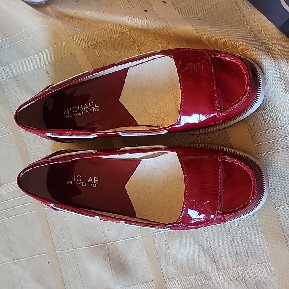 MK red loafers NWOT